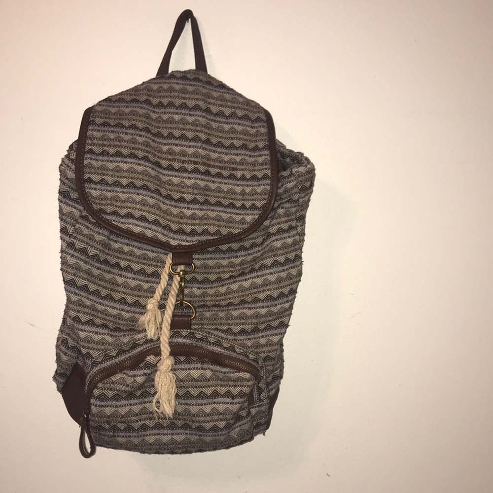 Black Poppy Patterned Backpack